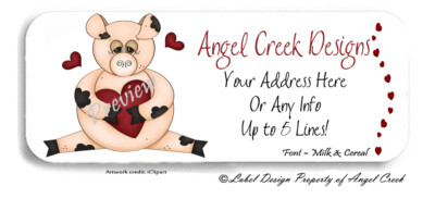 Country Prim Valentines Day Pig Love Hearts Personalized Return Address Labels