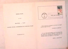 register and vote  #1249 1964 First Day Ceremony Program