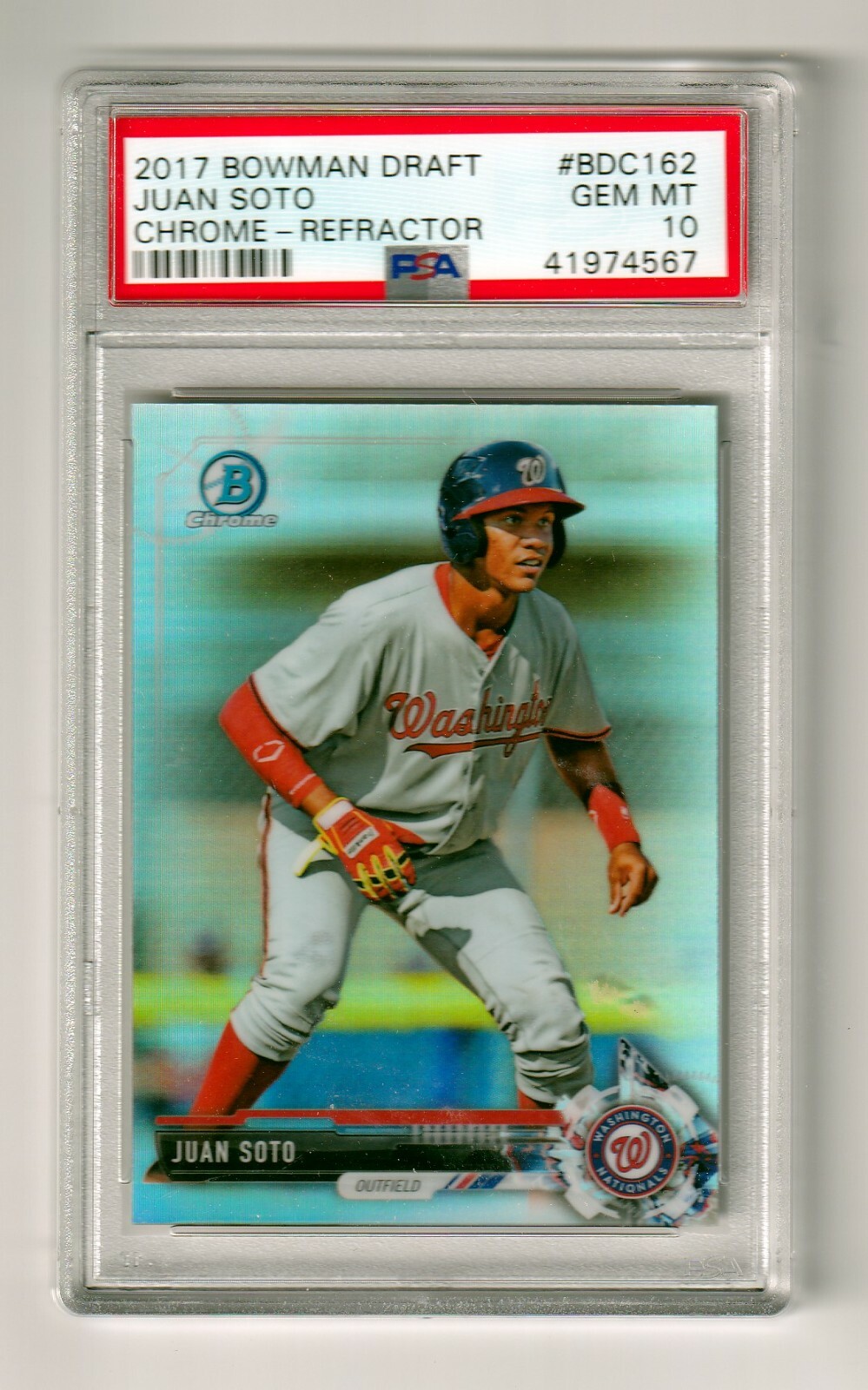 JUAN SOTO -- 2017 BOWMAN DRAFT CHROME REFRACTOR -- BDC-162 -- PSA GEM MINT 10