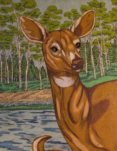 Vintage Doe and Fawn Deer Man Cave Art Print 1960's Framed Lithograph - Picture 5 of 12