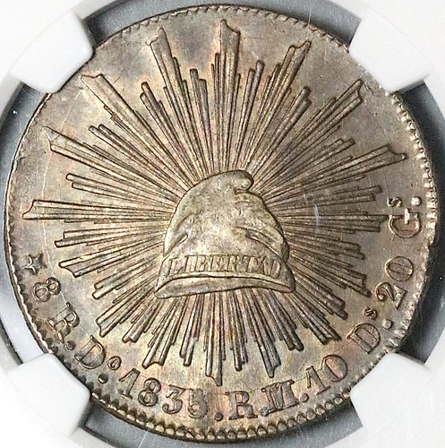 1835/3/1-Do NGC AU 58 Mexico 8 Reales Durango Silver Coin POP 2/1 (23091601C)