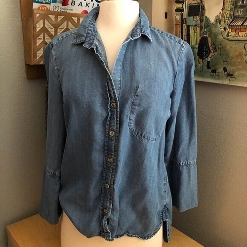 Bella Dahl Shirttail Button Front Shirt Womens size Small Blue Coastal Cowgirl - Picture 3 of 9