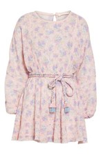 LOVE SHACK FANCY Pink Garden Rope Tassel Belted Lace Tie Waist Mini Dress M 6/8