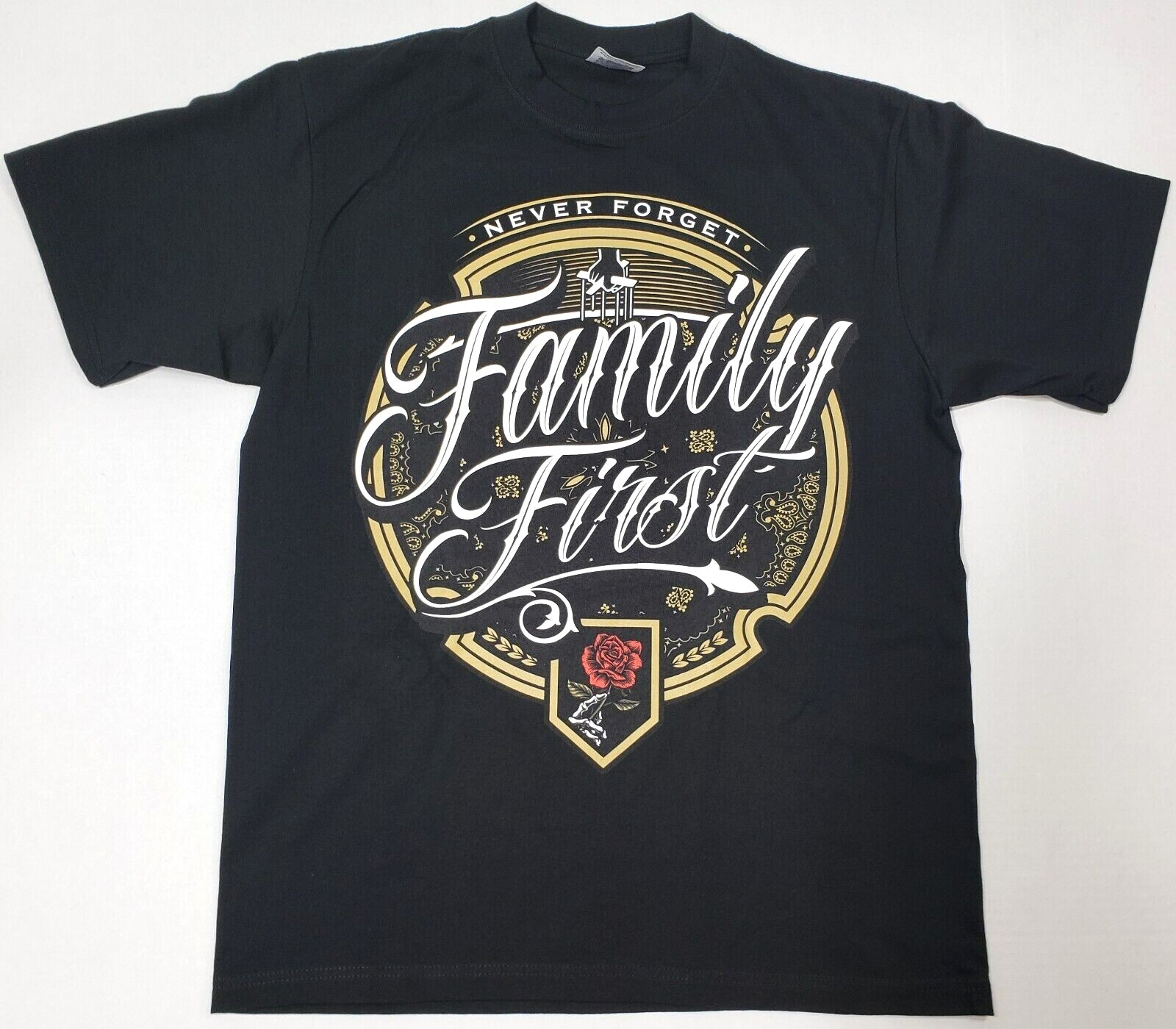 FAMILY FIRST T-shirt Urban Streetwear Hustle Men's 100% Cotton Tee Black New