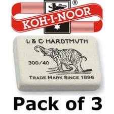 PACK OF 3 KOH-I-NOOR HARDTMUTH SOFT ARTIST PENCIL ERASER RUBBER SKETCHING ART HB