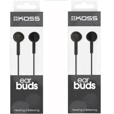 2 Pack Koss KE5 Black Lightweight Earbud Headphones for Tablet, MP3, iPod, CD