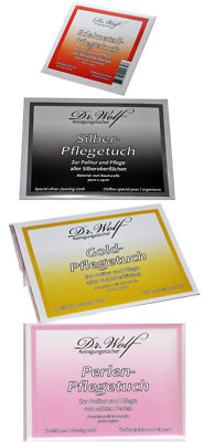 Dr. Wolf Reinigungstuch Edelmetall Silber Gold Perlen Putztuch Schmuckputztuch