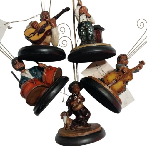 5 Pc Afro American Jazz Band Photo Clip Figurines Drums guitar Saxophone Trumpet - Picture 22 of 24