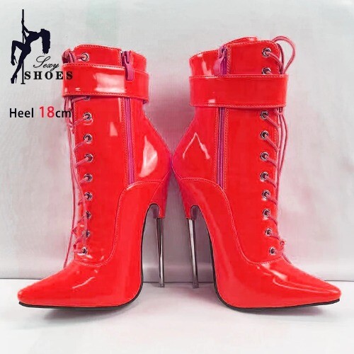 18cm Stiletto Heel High Heels Pointed Toe Patent Leather Sexy Ankle Boots Shoes - Picture 25 of 32