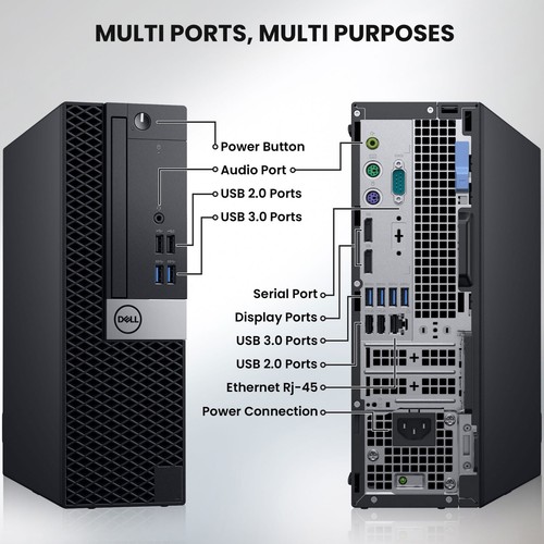 Dell OptiPlex SFF Desktop Computer PC i5-6500 16GB 512GB SSD 1TB HDD Win 10 Pro - Afbeelding 4 van 9