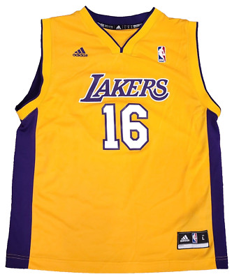 Adidas Lakers PAU GASOL ユニフォーム M Adidas Los Angeles Lakers Jersey Boys Large Purple Gold Pau Gasol