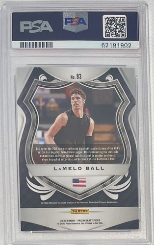 2020 Panini Prizm DP LaMelo Ball PSA 9 MINT Rookie RC #83 Hornets - Bild 2 von 2