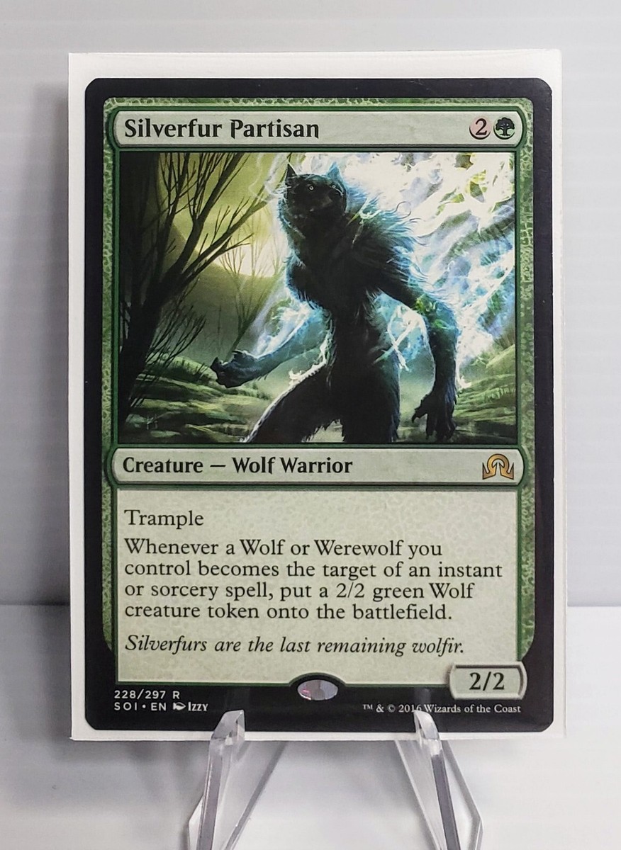 Silverfur Partisan 1x FOIL SOI MTG Shadows Over Innistrad Rare NM green Silverfur Partisan 1x FOIL SOI MTG Shadows Over Innistrad Rare NM green