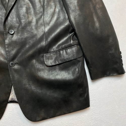 Andrew Fezza Blazer Sport Coat Men's 46S Black Faux Vegan Leather Suit Jacket - Picture 3 of 15