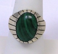 Navajo Indian Ring Malachite Oval Size 10 Sterling Silver Ray Jack Navajo Indian Ring Malachite Oval Size 10 Sterling Silver Ray Jack