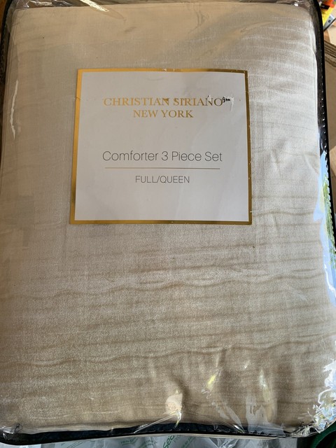 Christian Siriano Crinkle Style Velvet Full Queen Champagne Comforter Sham Set For Sale Online