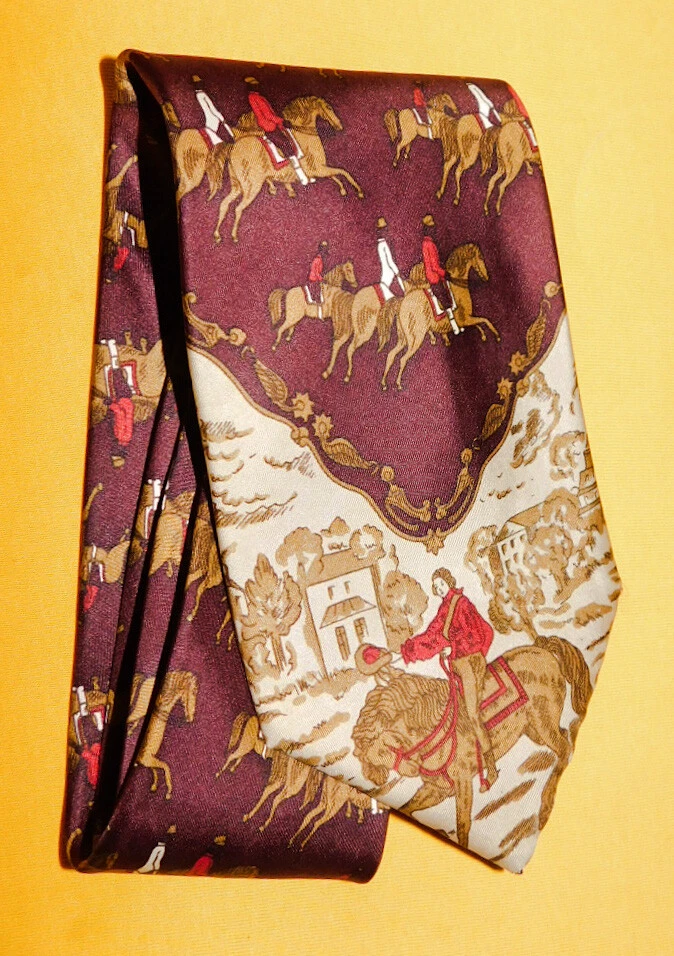 DE COLECCIÓN CELINE PARIS MULTICOLOR MOTIVO ECUESTRE CORBATA ANCHA - CORBATAS - CORBATAS DE DISEÑADOR Foto 2 de 3