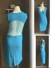 Zara Collection Mesh Back Mini Dress Womens size Small Teal V-Neck Sleeveless