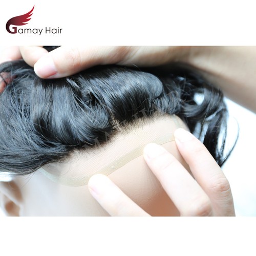 French Lace Front Mens Toupee Hairpieces Poly Lace Skin Hair Replacement Systems - Picture 6 of 92