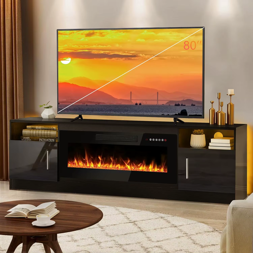 Fireplace Tv Stand with 36 Inch Fireplace up to 80" Tvs,Led Light Entertainment - Picture 11 of 16