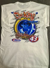 Vintage Richard Petty The King NASCAR Racing Tee Size L White 90s T-Shirt