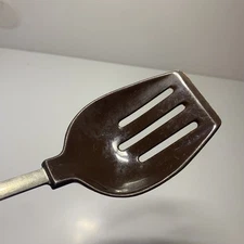 Vintage Brown Ekco Like Nylon Stainless  Slotted Spoon