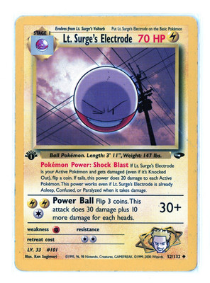 Lt. Surge's Electrode 1.Edition 52/132 Gym Challenge Pokemon Card 1st Edition EN