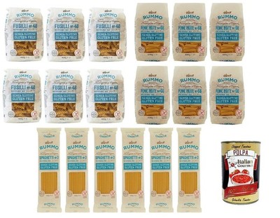 Rummo Pasta Spaghetti Fusilli Penne Rigate Glutenfrei Nudeln 18x400g+Polpa 400g