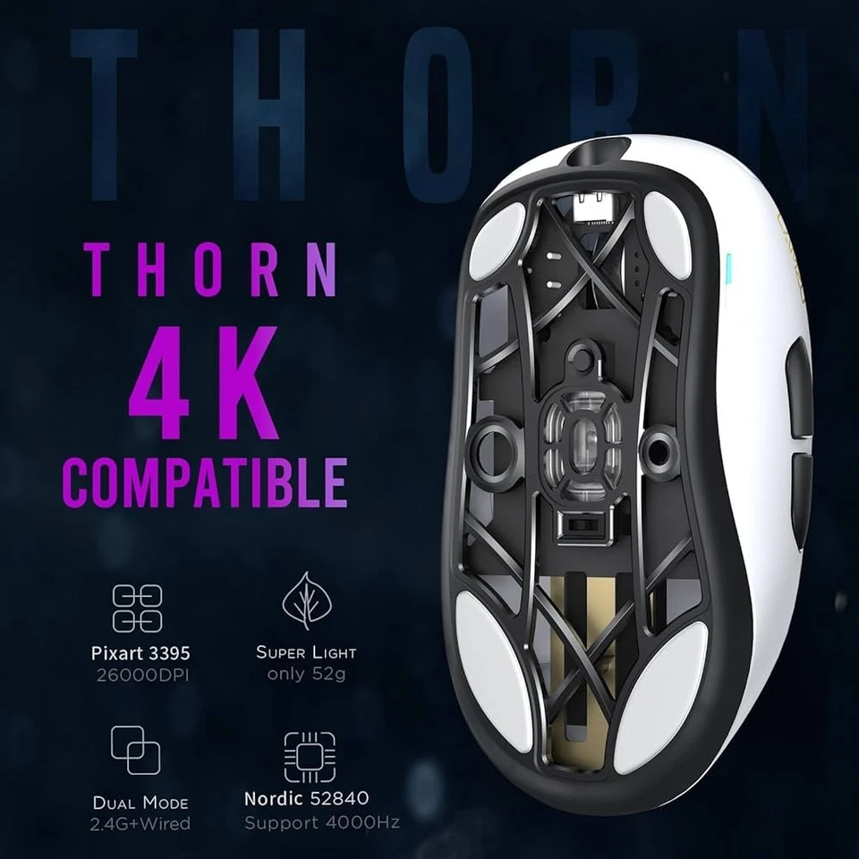 LAMZU THORN Kabellose Gaming Maus 🎮 Ultraleicht 52g 🪶 PAW3395 Sensor • NEU - Bild 4 von 4