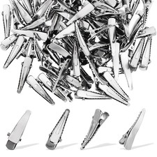 100 Pcs Alligator Hair Clips, Silver Metal Alligator Hair Pins Small Crocodil...