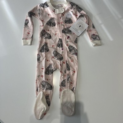 Burt's Bees Baby Hippie Hippos Organic Cotton Footed Pajamas 6-9 monthmonths