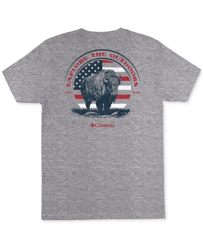Columbia Mens Regular fit Short Sleeve Graphic T-Shirt Shirt Medium Grey