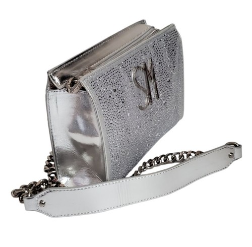 Steve Madden Style BJAYDA Shine Silver w/Rhinestone Metal Chain Strap MSRP $78 - Picture 2 of 8
