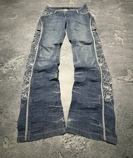 TIPO Dolce Gabbana vintage! Jeans svasati Y2K pantaloni invecchiati con ricamo floreale anni 2000