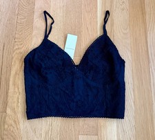 Abercrombie Fitch Navy Blue Eyelet Lace Crop Top Bralette - new with tags