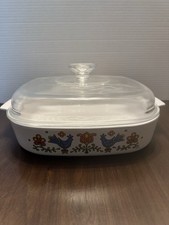 1975 Corning Ware Country Festival Friendship A-10-B Casserole Dish &Pyrex Lid