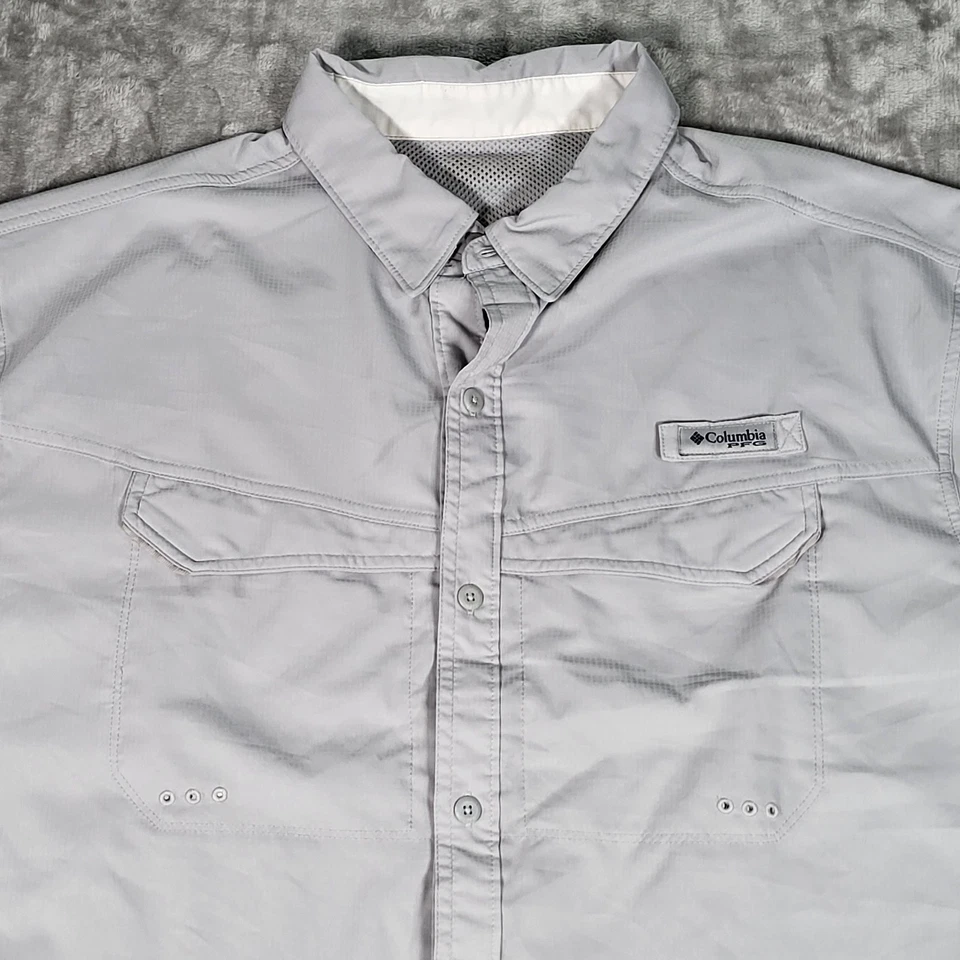 Camisa Columbia PFG Para Hombres 2XL Omni Tono UPF Ventilada Gris Manga Corta Ligera Foto 2 de 4