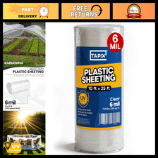 Heavy Duty Plastic Sheeting 10' x 25' - 6 Mil UV Protection Polyethylene Film