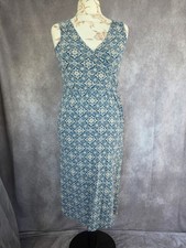Blue FatFace Midi Dress UK 8 Floral Wrap Cotton Modal Casual Summer Boho Holiday