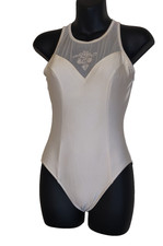 Vintage Jantzen White Swimsuit Womens SMALL Bridal Old Money Beach Vacation