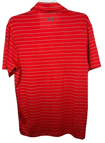 NWT Under Armour Men's Small Playoff Polo Tour Stripe Red Golf Shirt UPF 40 - Picture 8 of 14