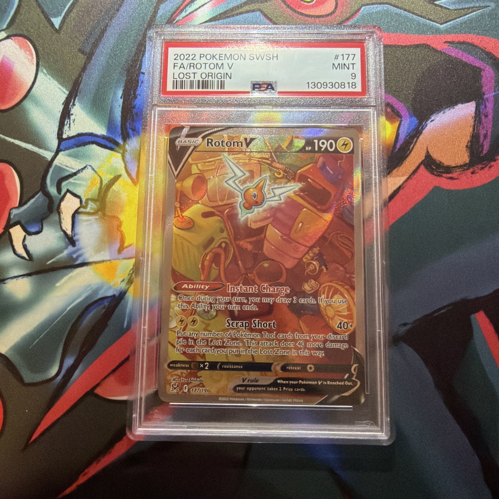 PSA 9 Pokemon Rotom V 177/196 Swsh11: Lost Origin