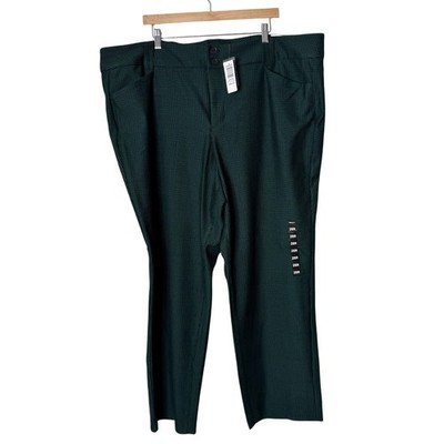 Torrid Studio Luxe Ponte Trouser Straight Pants Glen Plaid Green Womens 28R NEW