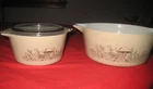 FOREST FANCIES PYREX MIXING BOWLS/CASSEROLES  475-B, 473-B with Lid