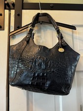 Brahmin Marianna Hobo Black Croc Embossed Lea...