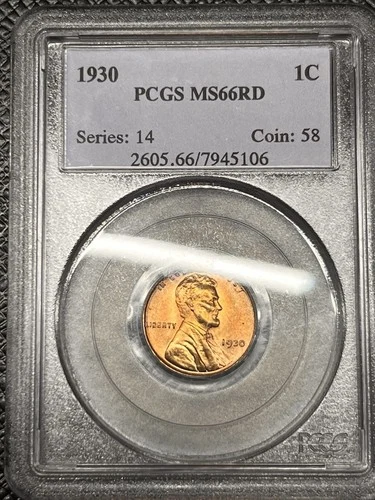 1930 Lincoln Wheat Cent PCGS MS66 ~ ATTRACTIVE BLAZING RED #1208