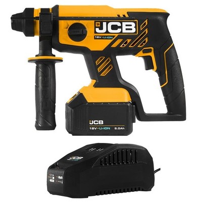JCB Akku Bohrhammer 18V Bürstenlos SDS-plus Aufnahme mit 5,0 Ah Akku & Ladegerät