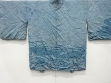 7651589: JAPANESE KIMONO / ANTIQUE HAORI / SILK / ALL SHIBORI / STREAM FLOWERS