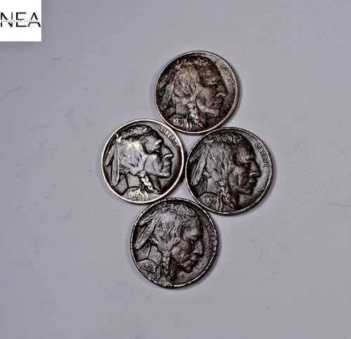 1919+1920+1925+1928 Buffalo Nickel Set/Lot ~ Almost Uncirculated AU ~ZBL77