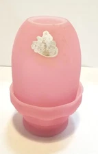 BEAUTIFUL VTG FENTON Pink Satin Glass Fairy Lamp Candle Holder W/LABEL 4.75"H